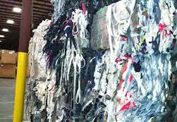 Bales of textile waste fabrics for recycling