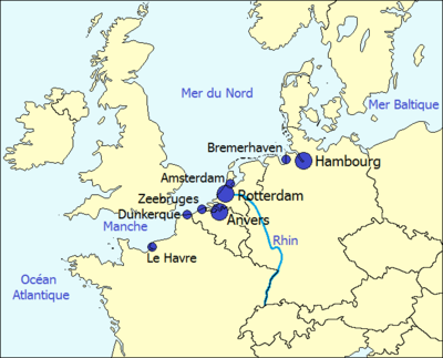 Map of Europe and Seaports