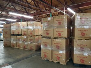 boxes stacked in a warehouse